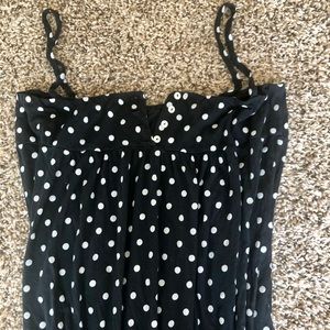 Anthropologie Black and Grey Polka Dot Top